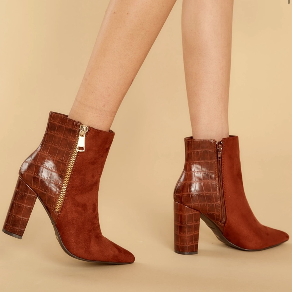 Rust Two Tone Ankle Booties Size 9 New